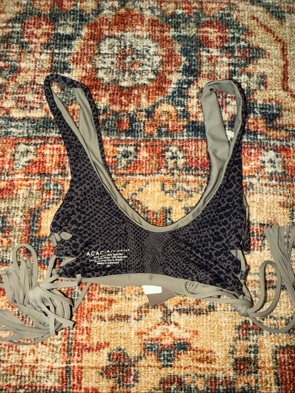 acacia swimwear cement Lace-Up Side-Tie Bikini Top